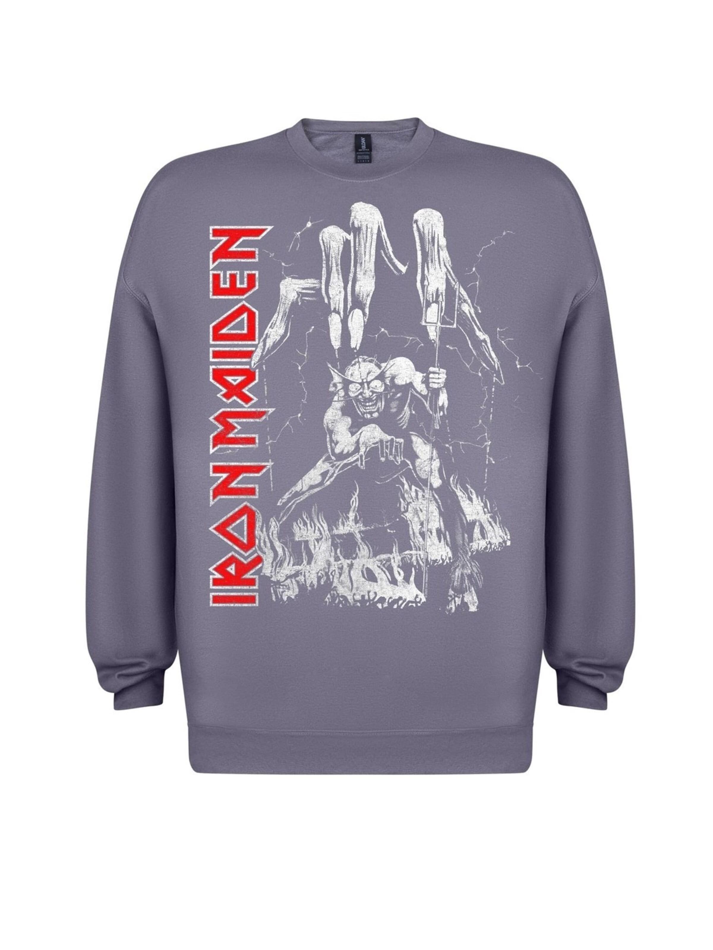 Iron Maiden Sweatshirt 'Iron maiden Iron maiden Number Of The Beast Hand  Sweatshirt Sweatshirt' in Grey: front