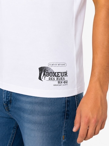 Boxeur des Rues - Camiseta 'Herren T-Shirt Slim Fit Boxeur des Rues, Weiß, Schwarzes Logo, Premium-Baumwolle' en blanco
