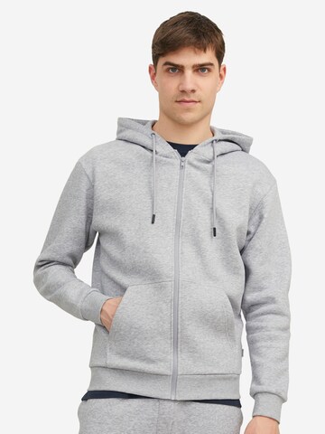 JACK & JONES Zip-Up Hoodie 'Bradley' in Grey