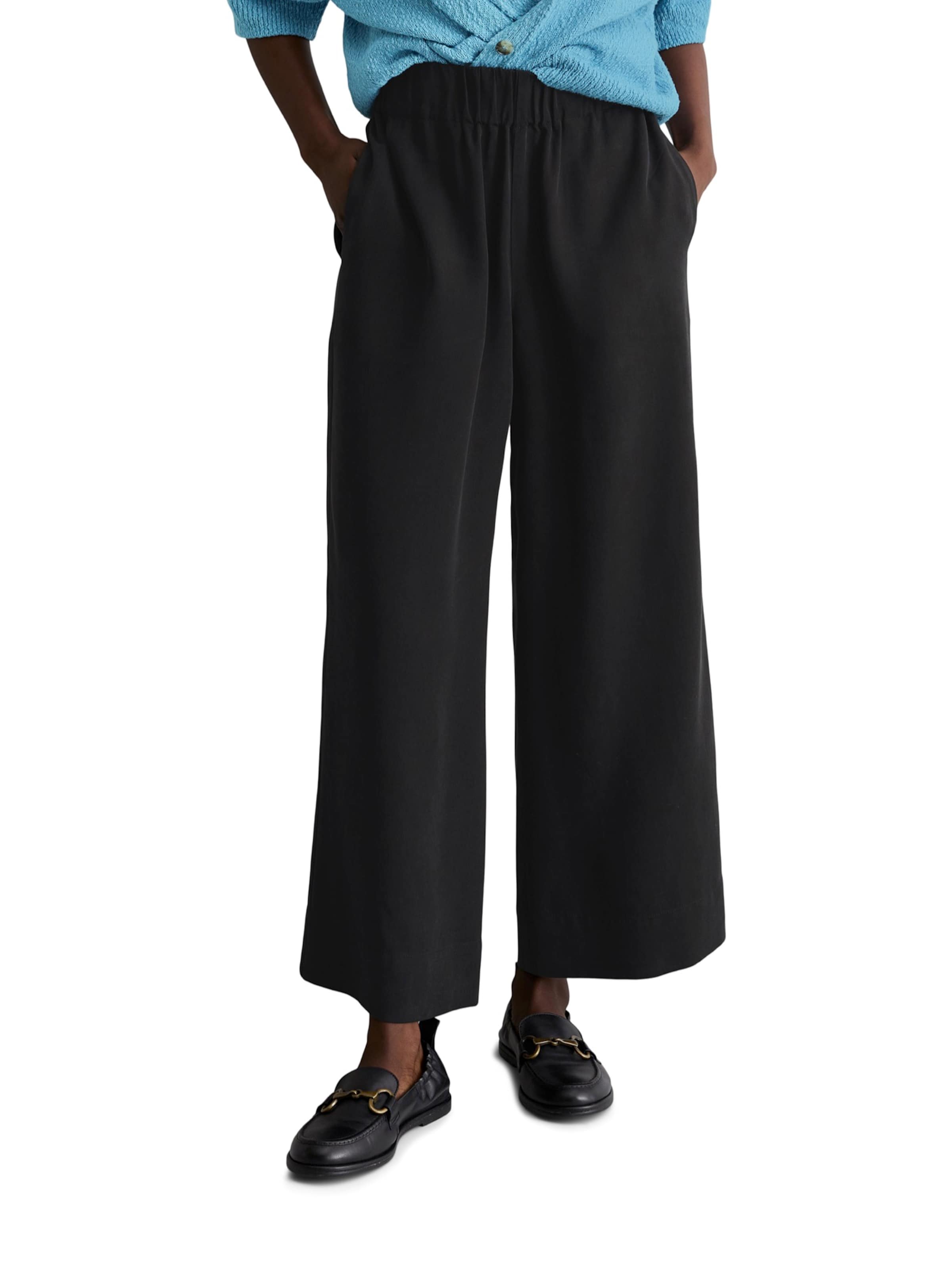 Marc O'Polo DENIM Szeroka nogawka Spodnie w kolorze czarny: przód