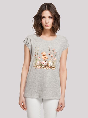 T-shirt 'Ostern Küken Ei Blumen' F4NT4STIC en gris : devant