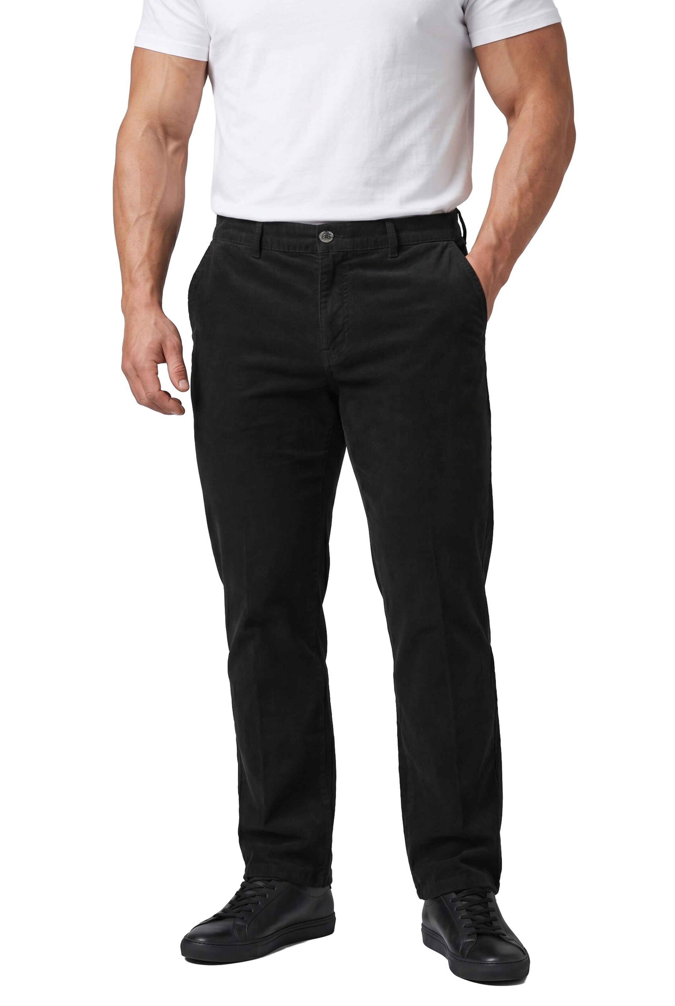 Men Plus Regular Chino trousers in Black: front