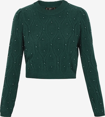 Pull-over faina en vert : devant