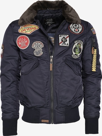 TOP GUN Between-Season Jacket ' TG20213032 ' in Blue: front