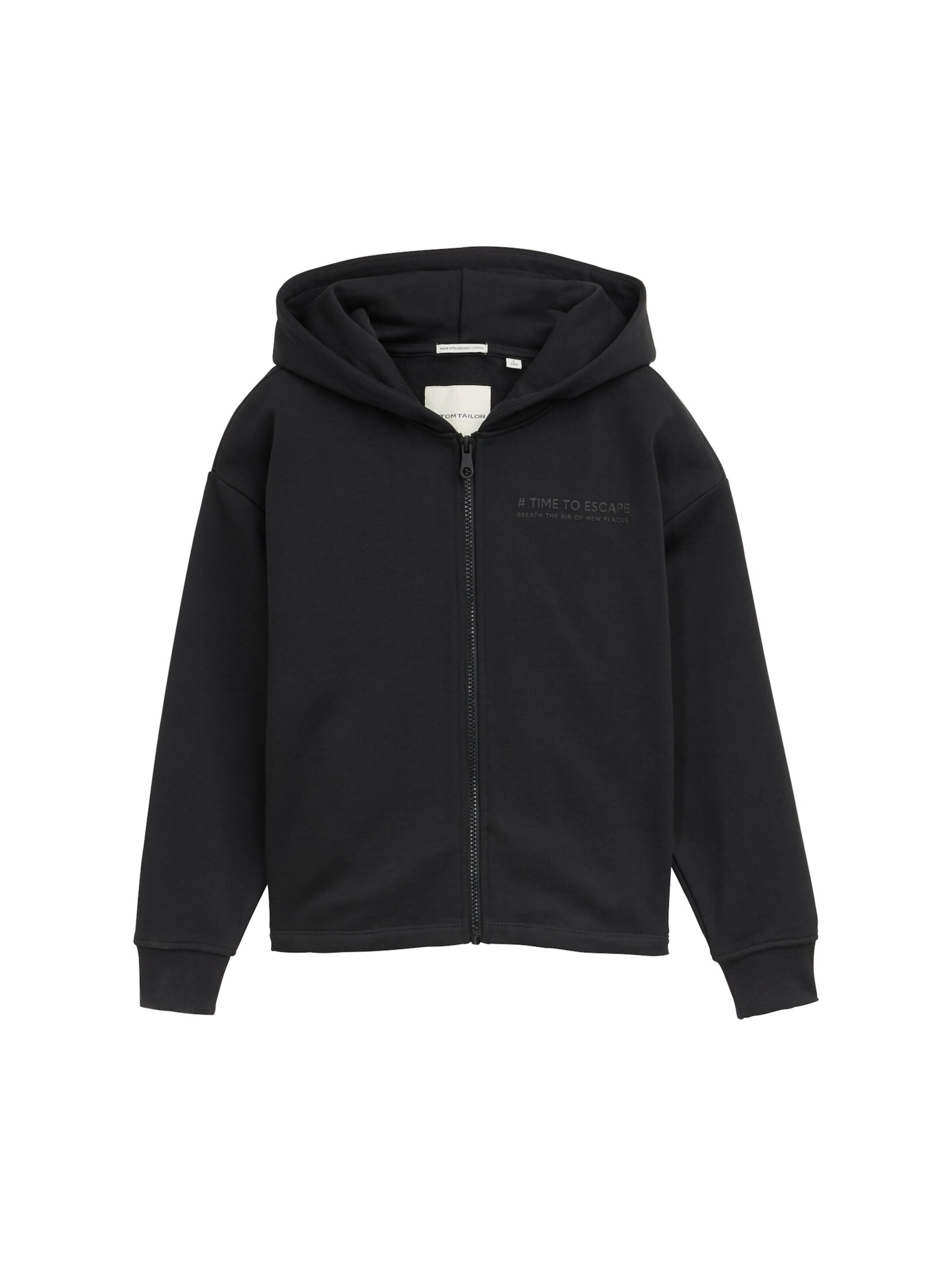 TOM TAILOR Zip-Up Hoodie in Black: front