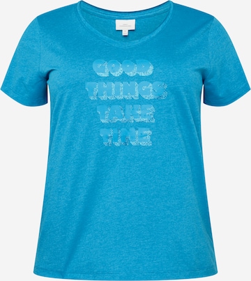 ONLY Carmakoma Majica 'QUOTE' | modra barva: sprednja stran