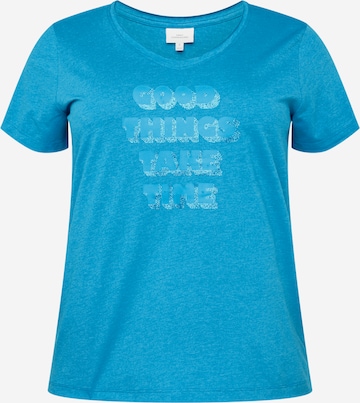 ONLY Carmakoma - Camiseta 'QUOTE' en azul: frente