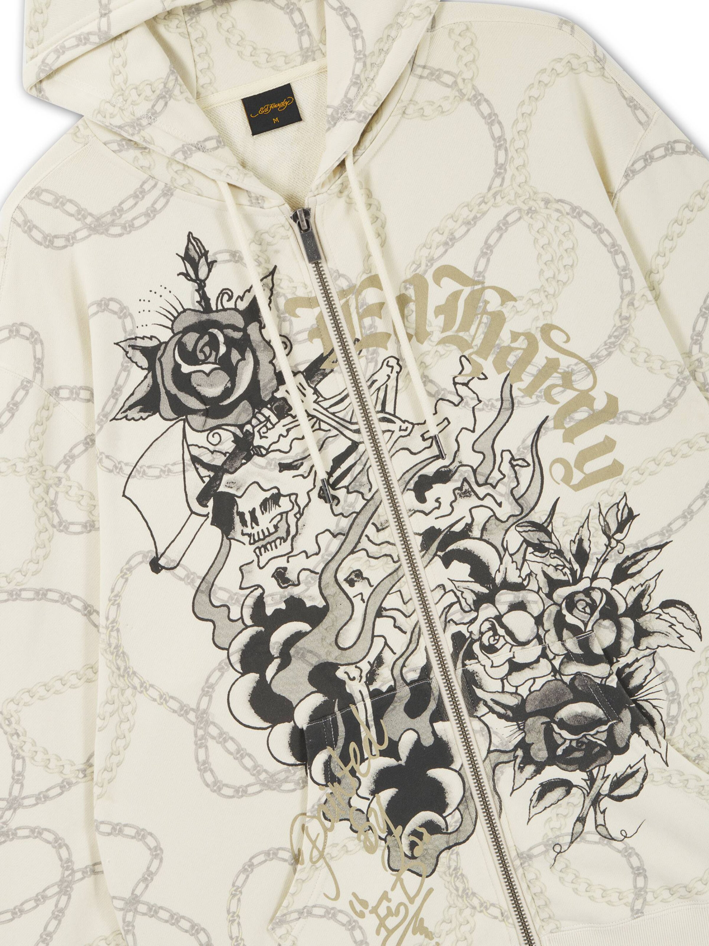 Veste de survêtement Ed Hardy en beige : devant