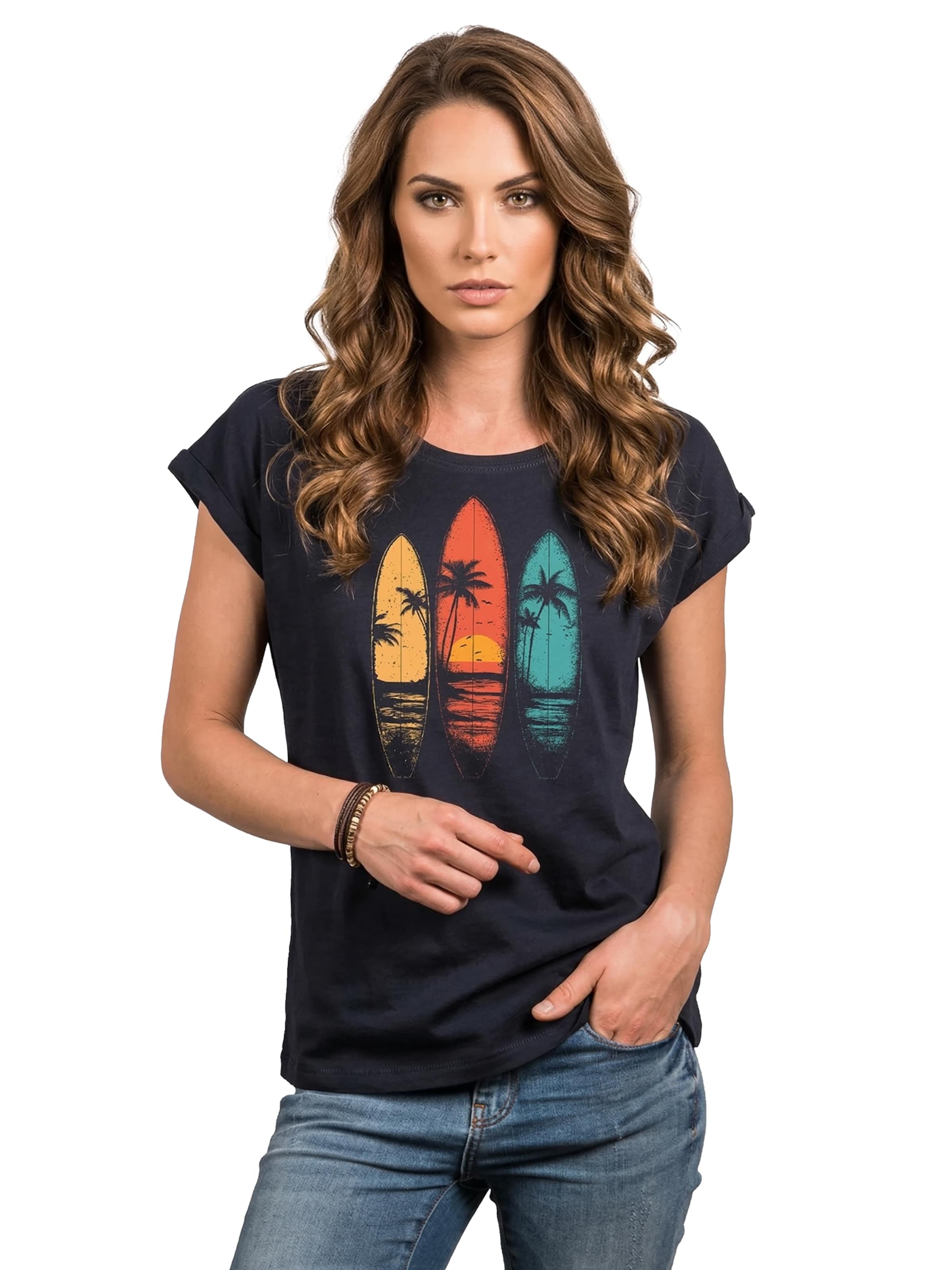 MAKAYA Shirt 'Surfboards'‌‌‌‌‌‌ in Blau: Vorderseite