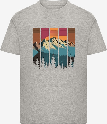 F4NT4STIC Shirt 'Berg Sonnenuntergang Retro' in Grey: front