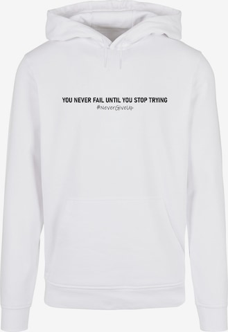 Merchcode Sweatshirt 'Never Give Up' in Wit: voorkant