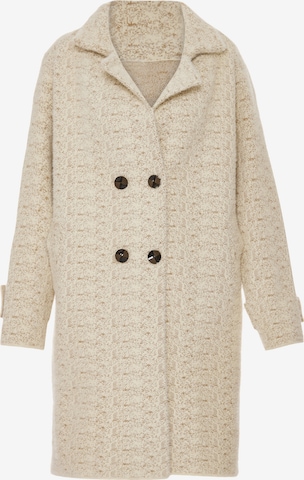 YASANNA Knitted Coat in Beige: front