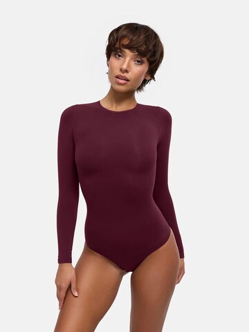 cfab - Body moldeador 'Clean Longsleeve Crewneck Sculpting Bodysuit with String' en rojo