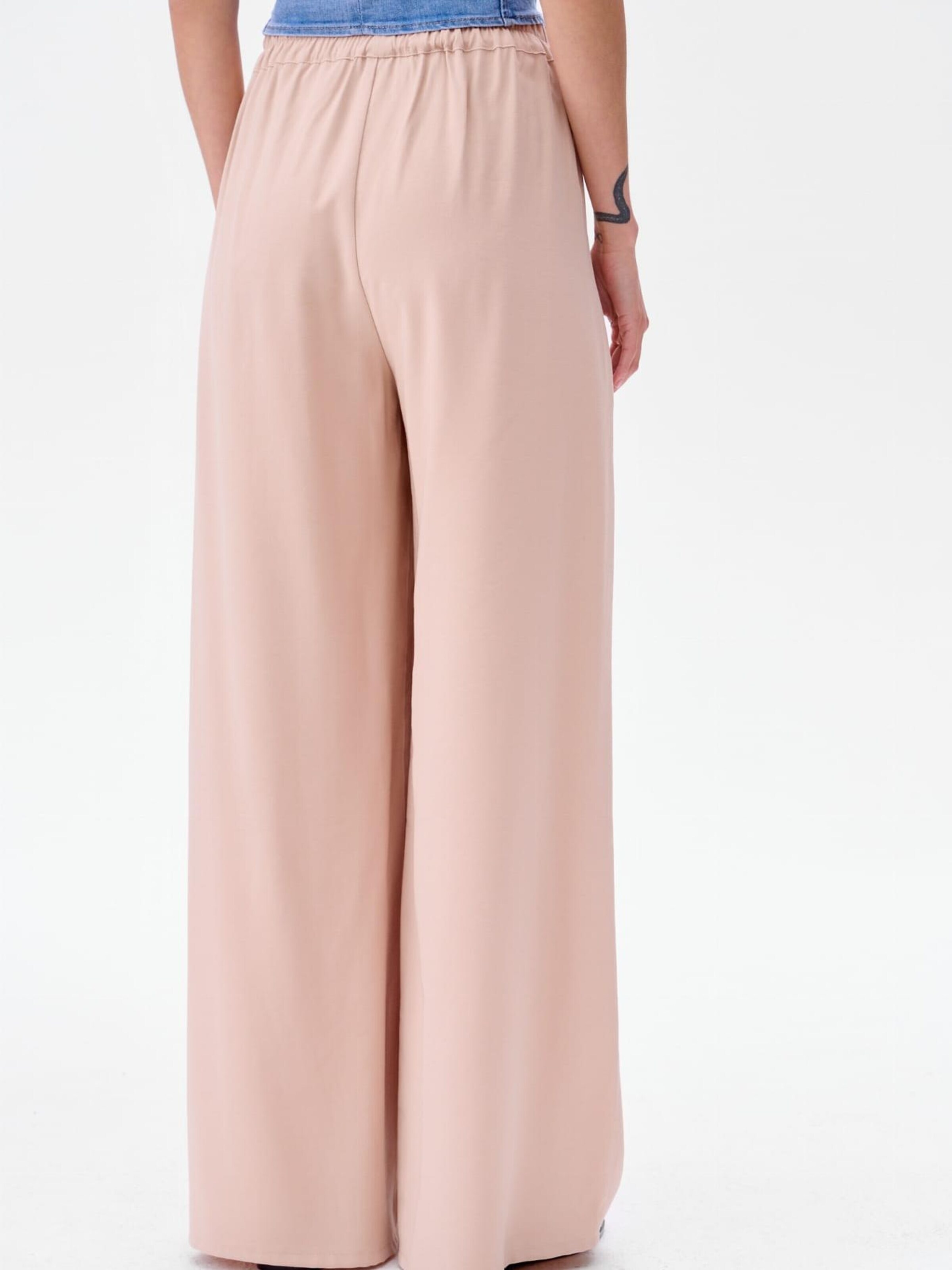 Blue Shadow Wide leg Pants in Beige
