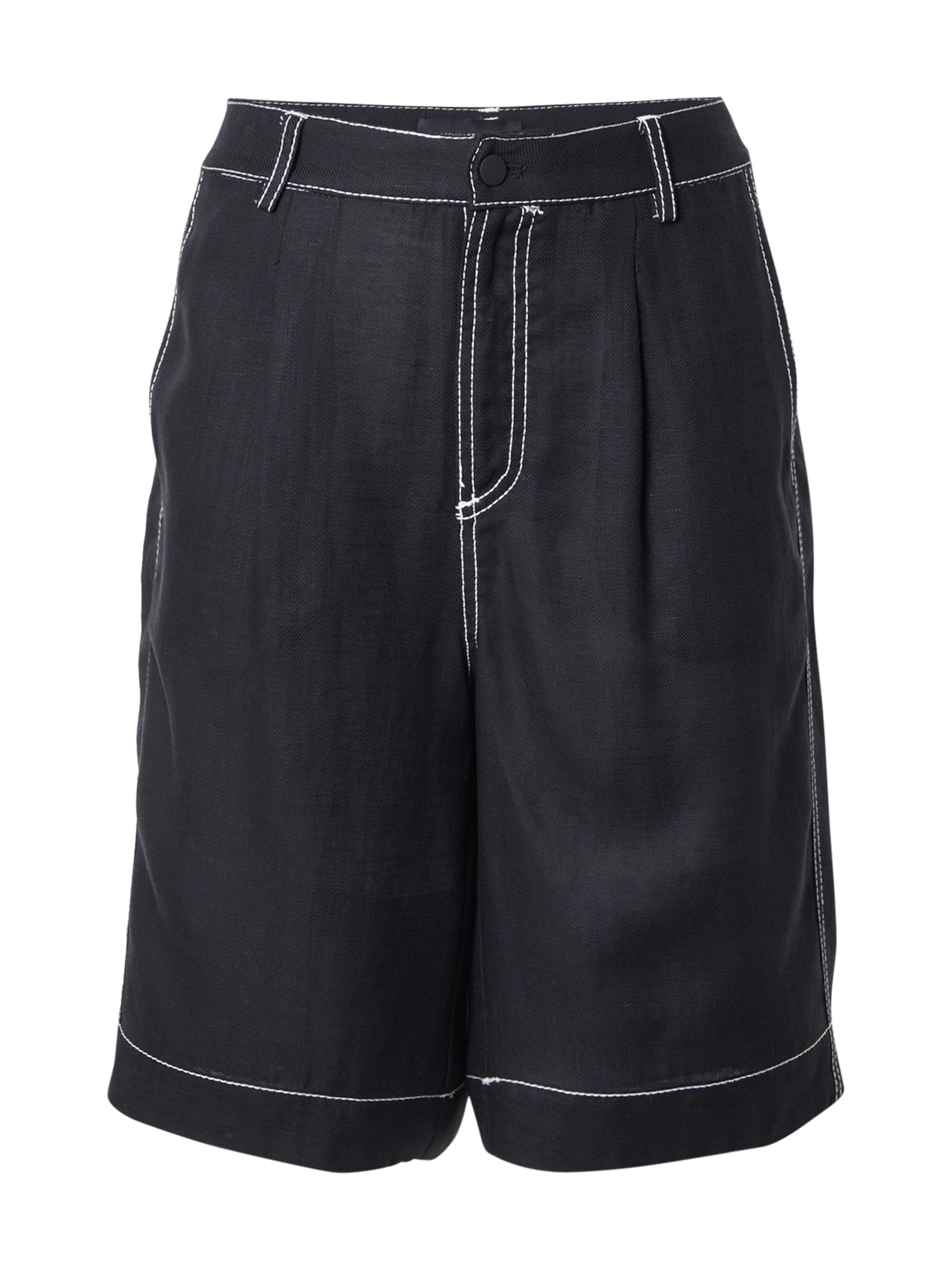 Cph Muse Voľný strih Plisované nohavice 'NATULI' - Čierna: predná strana