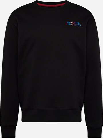 ALPHA INDUSTRIES Sweatshirt 'Holographic' in Zwart: voorkant