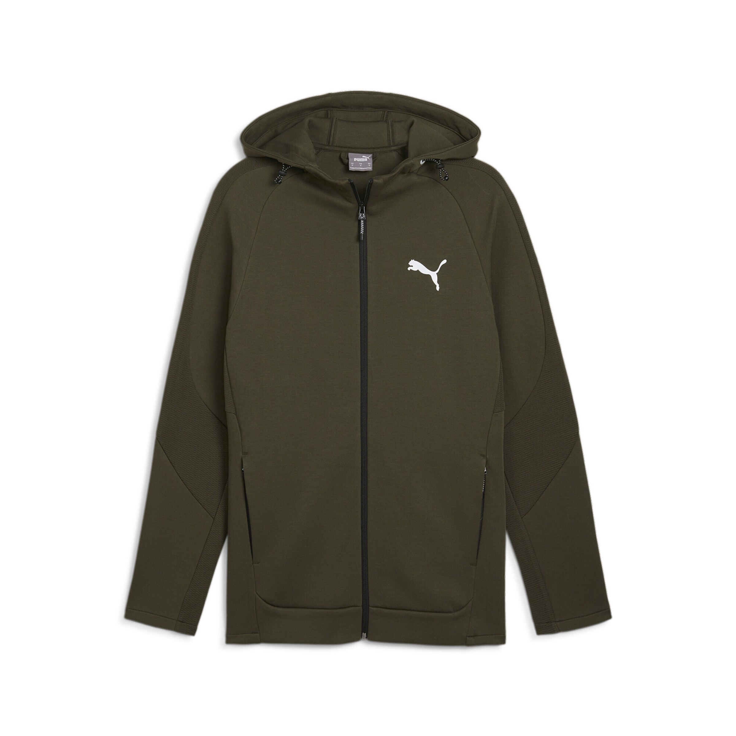PUMA Athletic Zip-Up Hoodie 'Evostripe' in Green: front