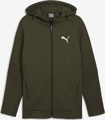 PUMA Athletic Zip-Up Hoodie 'Evostripe' in Green: front