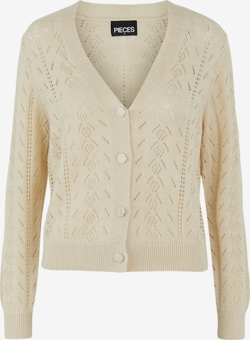 PIECES Knit Cardigan 'Ofine' in Beige: front
