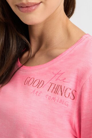 Soccx Langarmshirt mit Print und Schmucksteinen in Rot