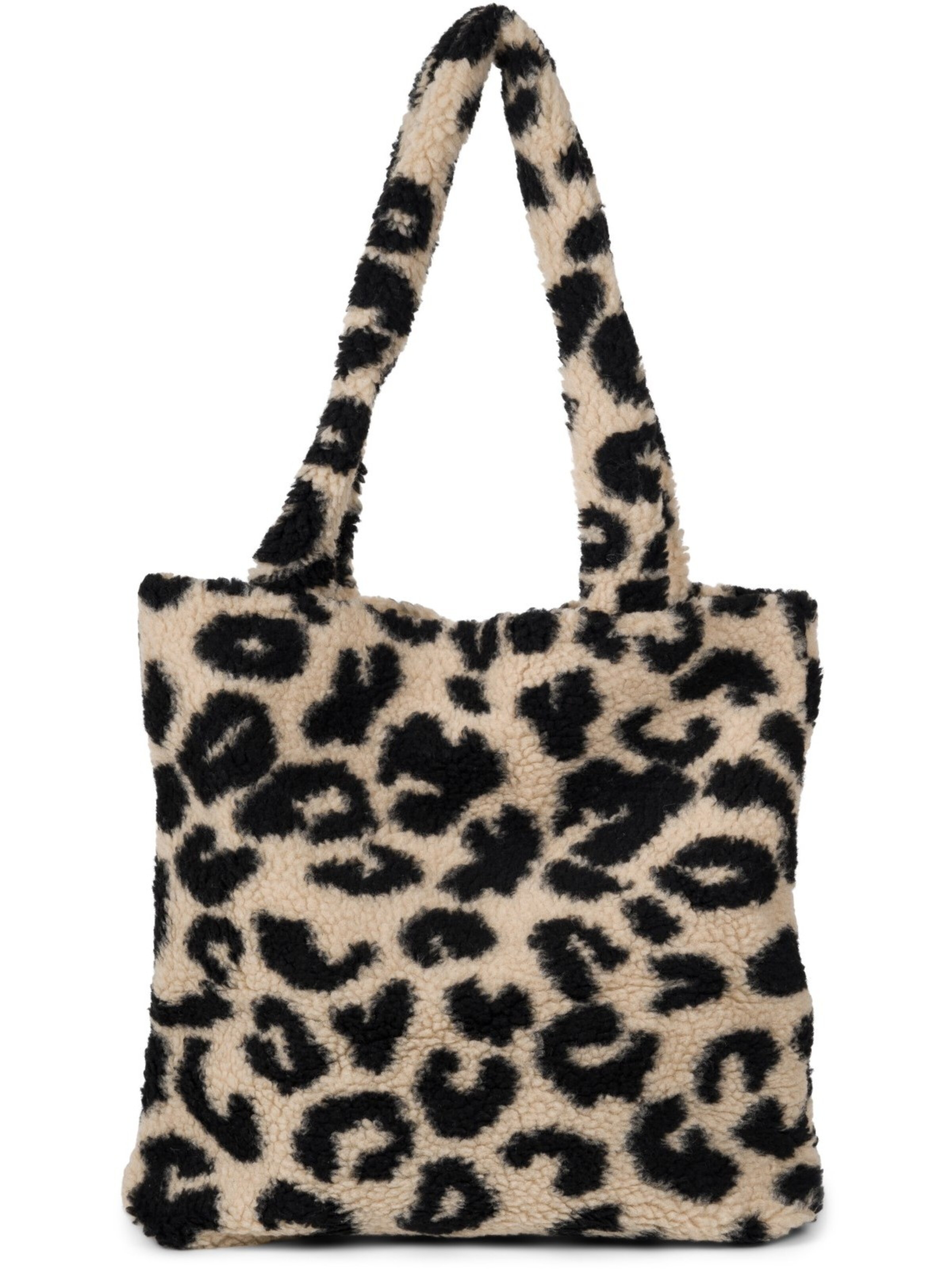 styleBREAKER Shoulder bag 'Leo Shopper Teddyfell Optik' in Beige