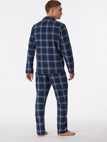 SCHIESSER Pyjama lang 'Warming Nightwear' in Blauw