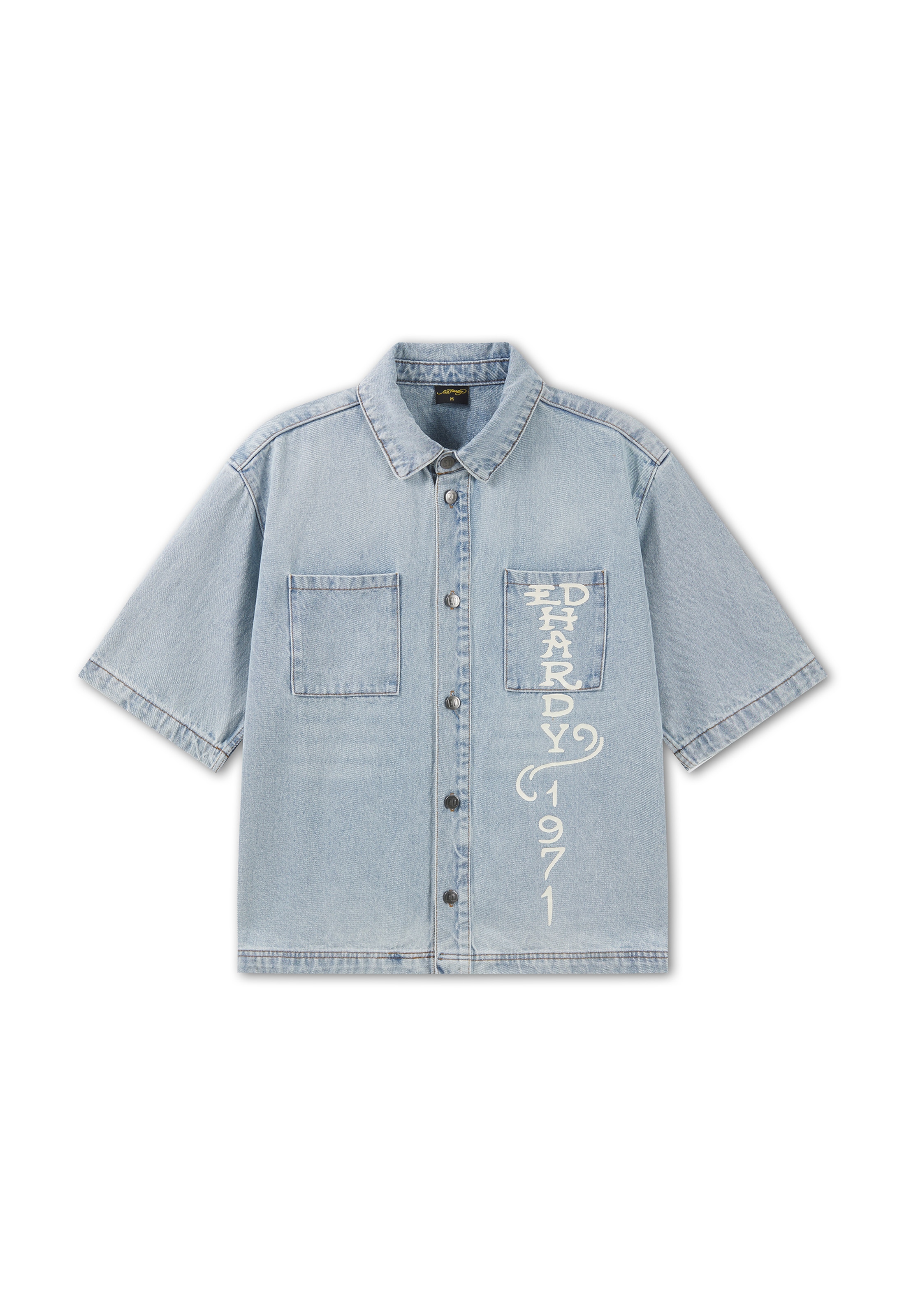 Fit confort Chemise 'Tonal Dragon' Ed Hardy en bleu : devant