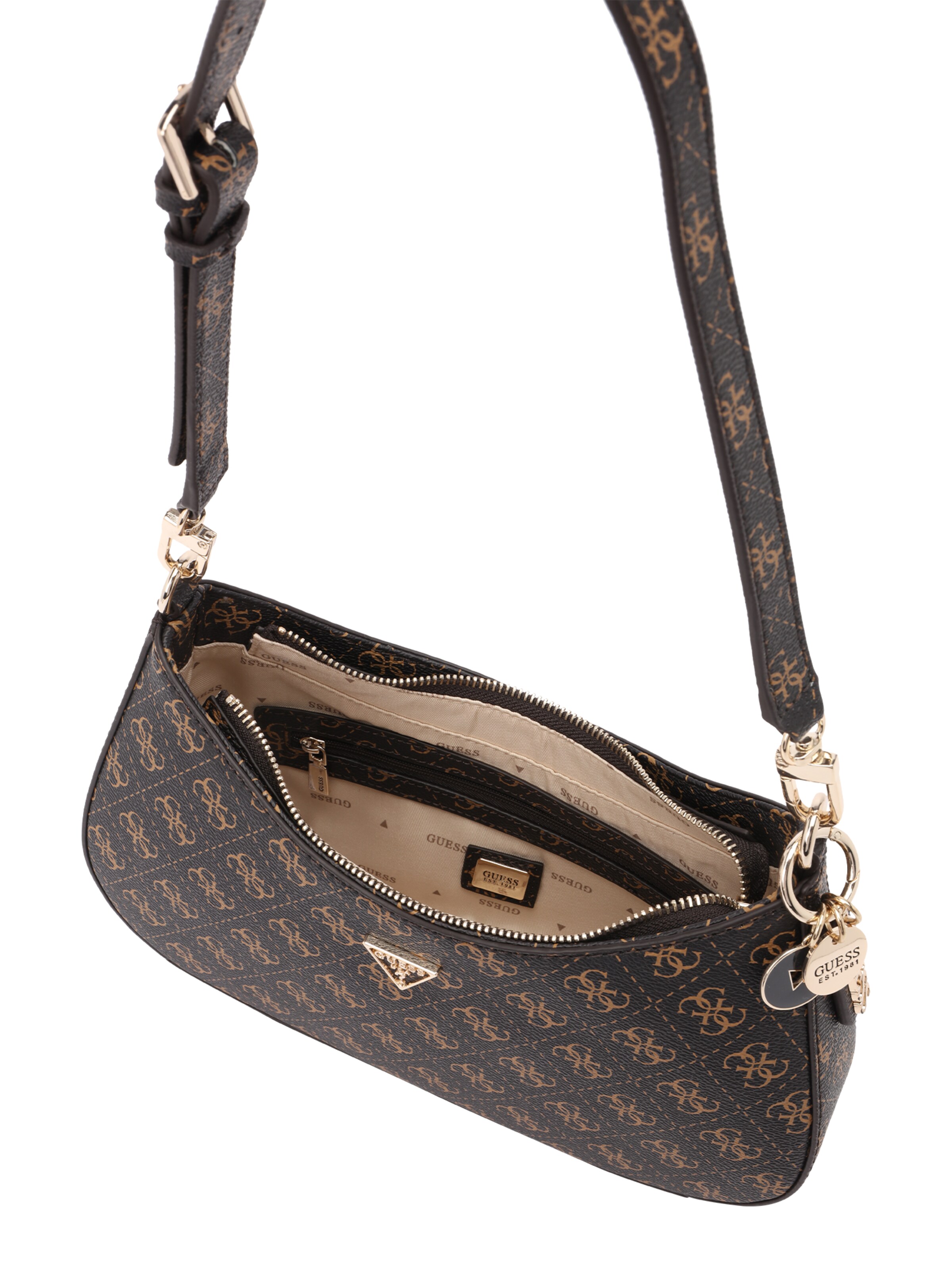 GUESS Schultertasche 'NOELLE II TOP ZIP SHOULDER BAG' in Braun