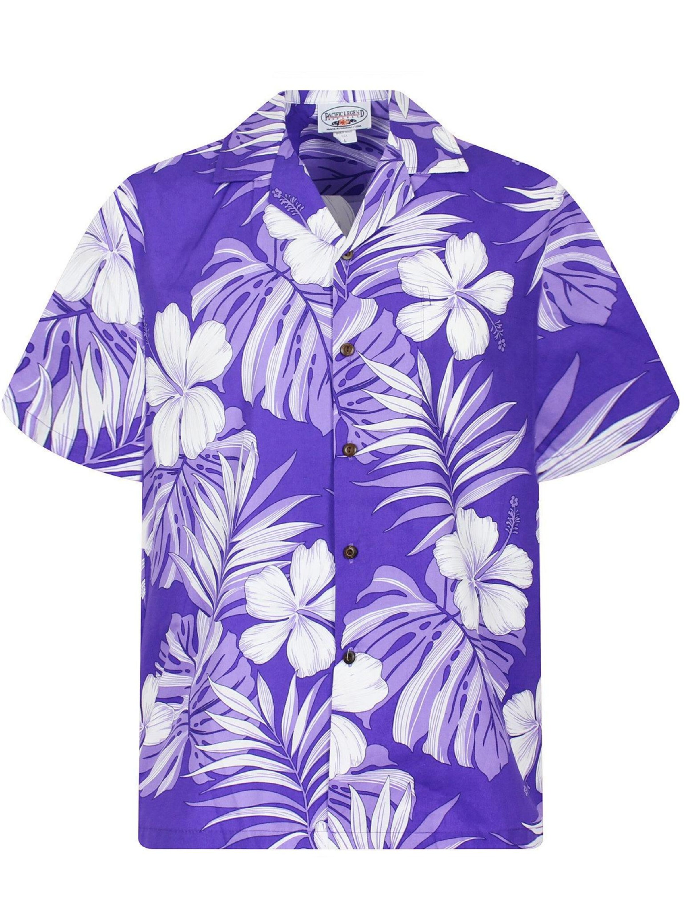 Pacific Legend Button Up Shirt 'Palmenblätter' in Purple: front