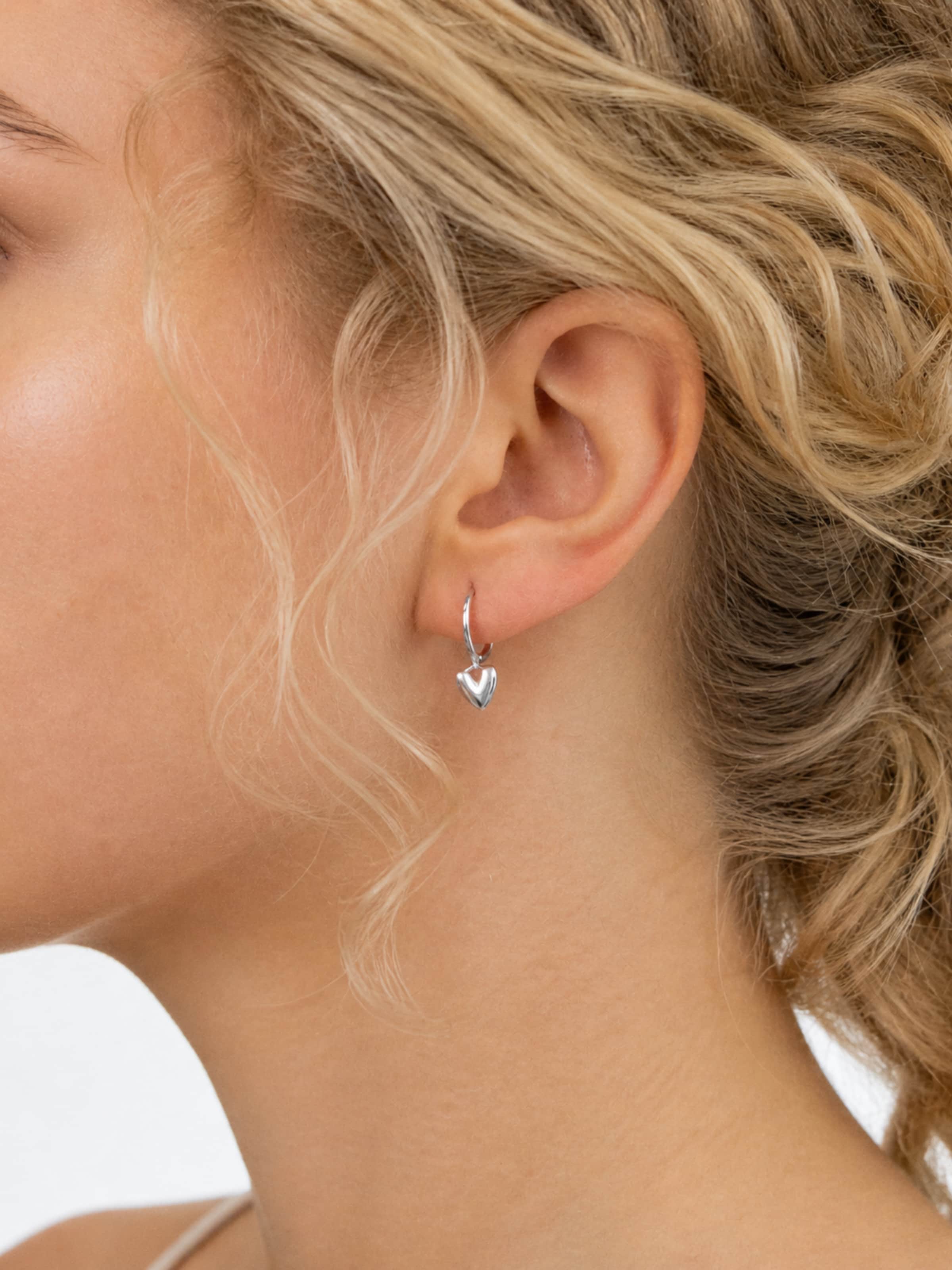 Fräulein Wunder - Brincos 'Creolen Herzen Sterling Silber' em prata