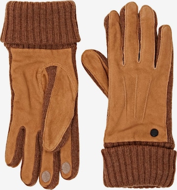 ESPRIT Full Finger Gloves in Brown: front