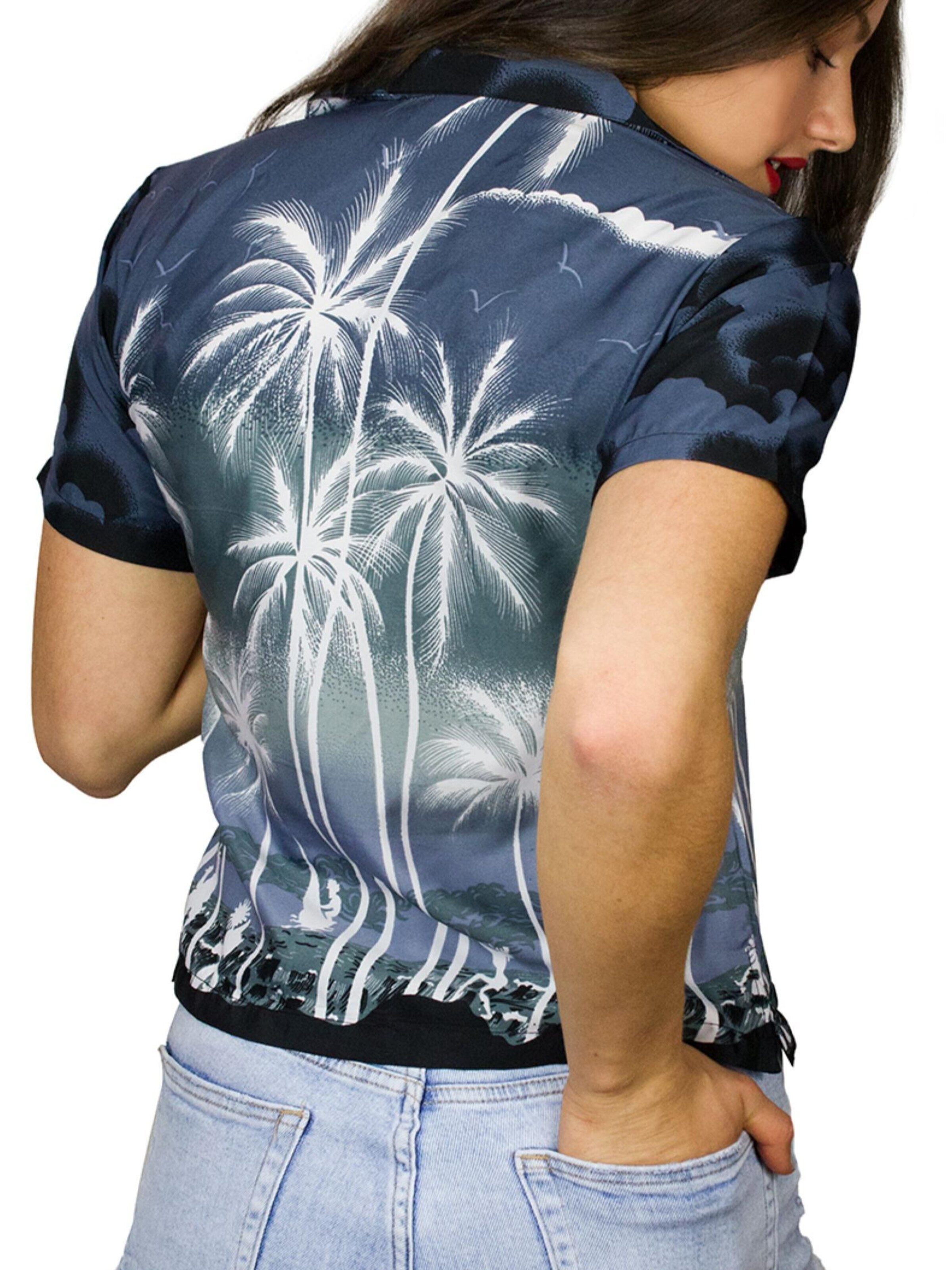 Camicia da donna 'Beach Negative' di King Kameha in nero
