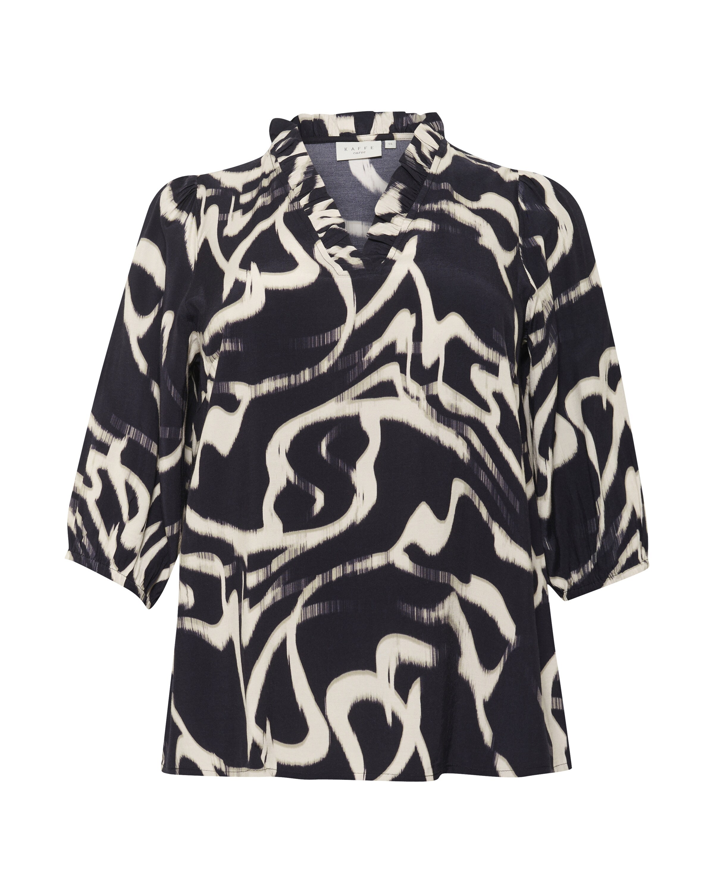 Chemisier 'MAREN FRILL' KAFFE CURVE en noir : devant