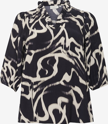 Chemisier 'MAREN FRILL' KAFFE CURVE en noir : devant