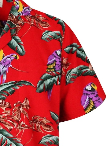 Paradise Found Regular fit Button Up Shirt 'Tom Selleck Jungle Bird' in Red