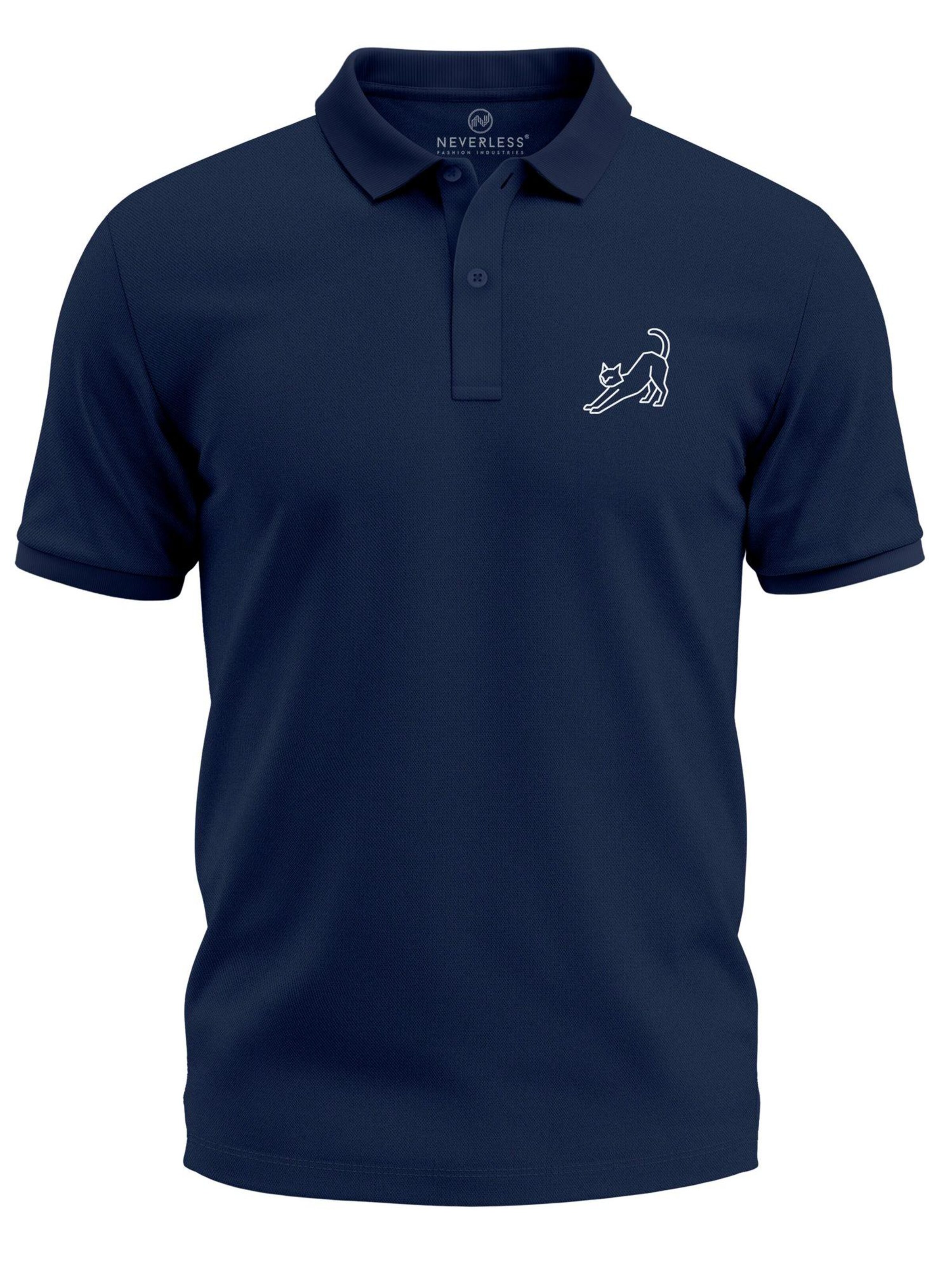 Neverless Shirt 'Cat Polygon' in Blue: front