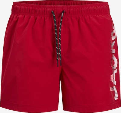 JACK & JONES Uimashortsit 'JPSTMaui' koossa L värissä karmiininpunaine / valkoinen, Tuotenäkymä