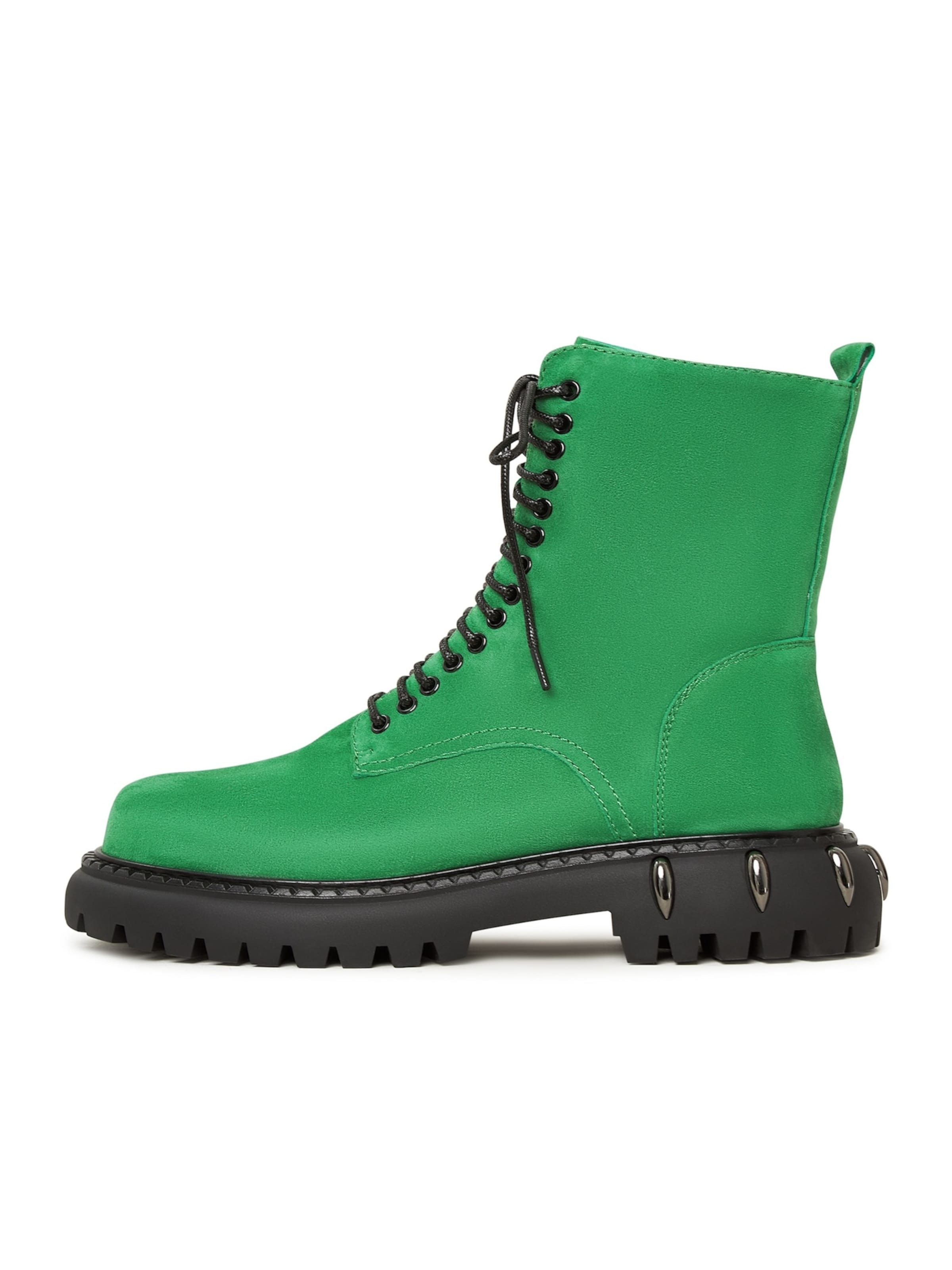CESARE GASPARI Lace-up bootie in Green: front