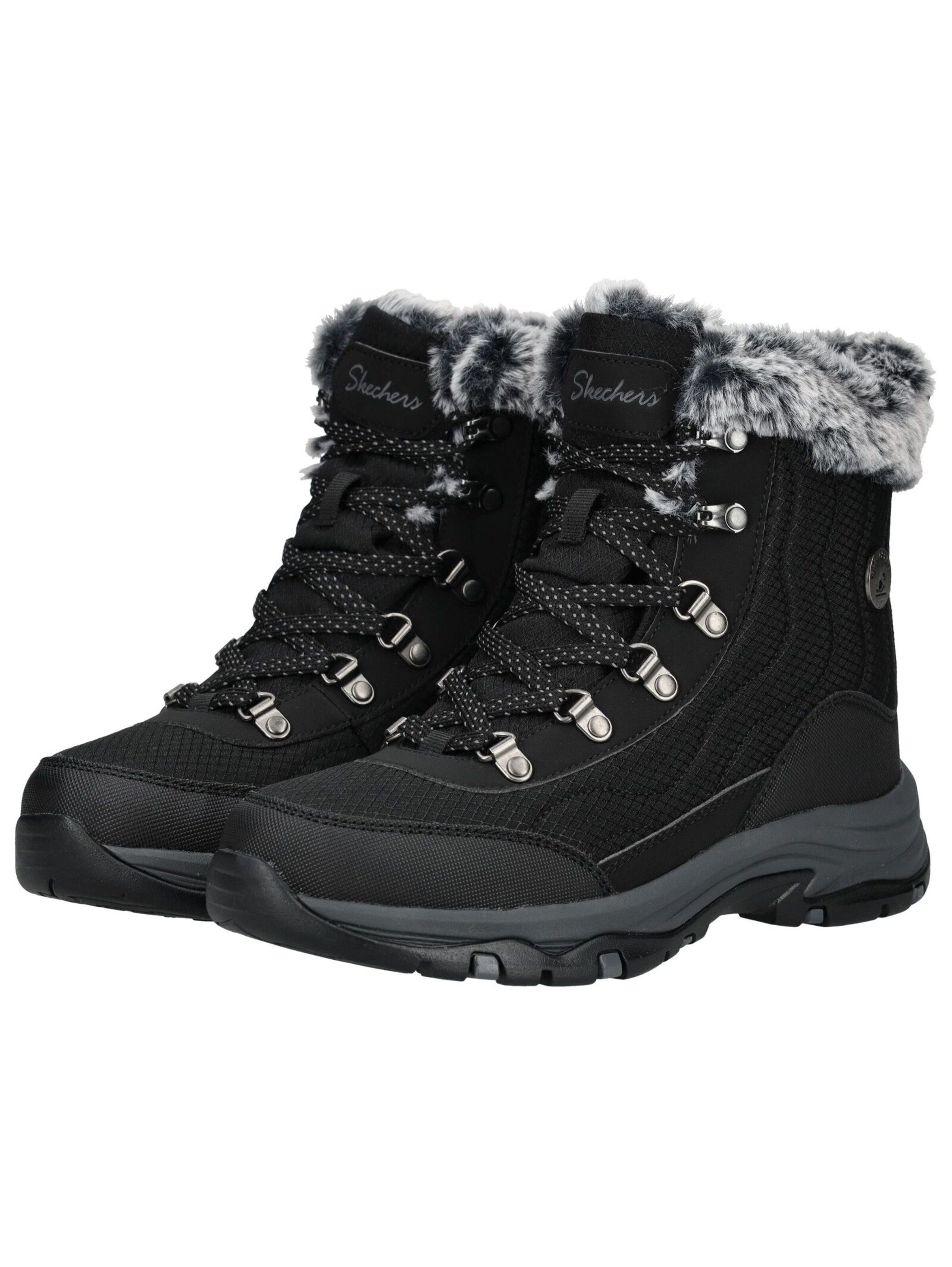 SKECHERS Lace-Up Ankle Boots in Black