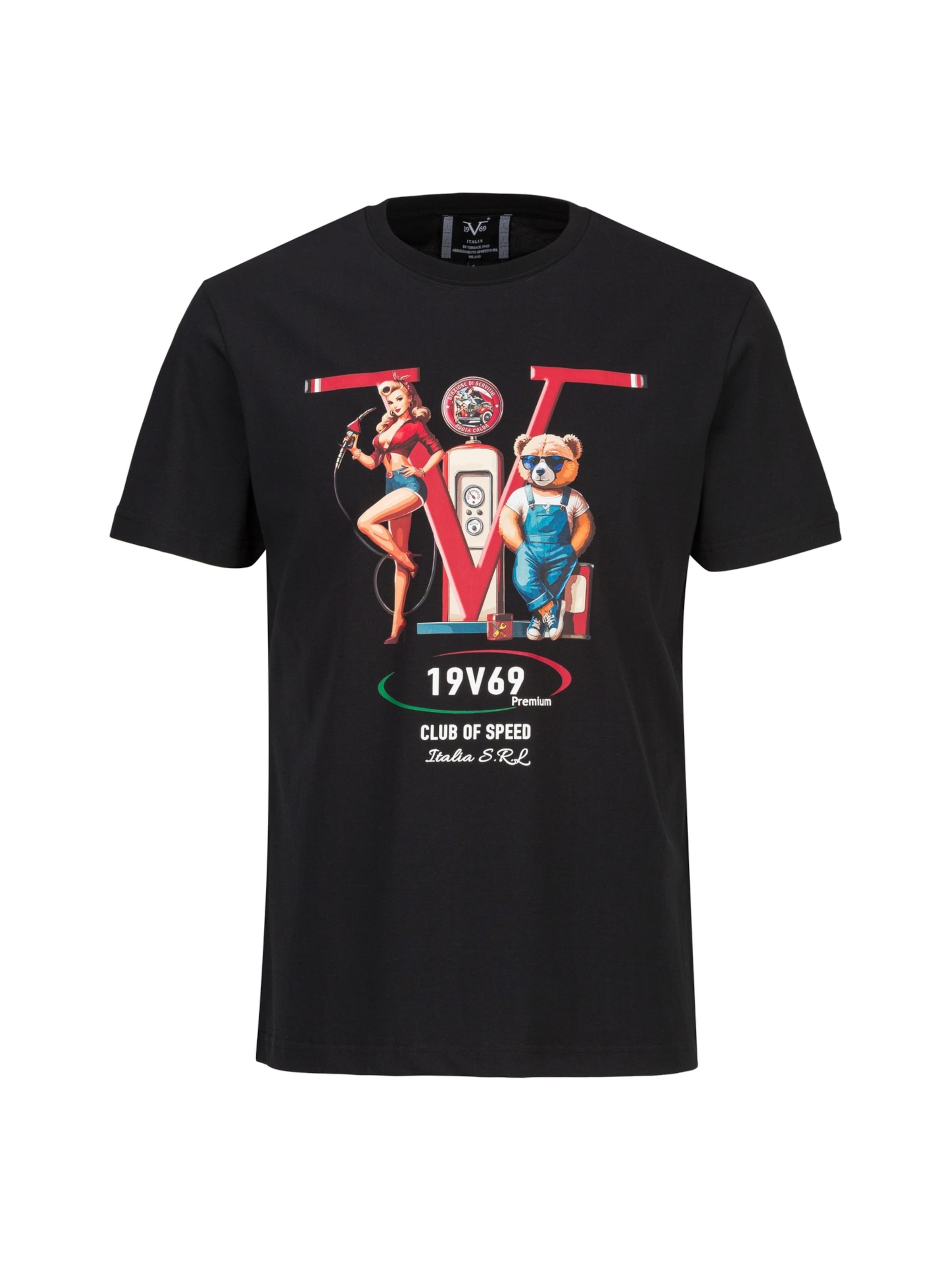 19V69 ITALIA - Camiseta ' RAFAEL RACING ' en negro: frente