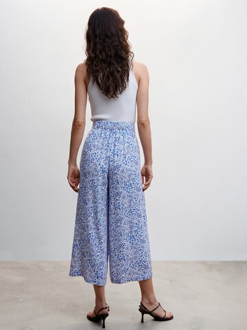 MANGO Wide leg Bandplooibroek 'LIFE' in Blauw