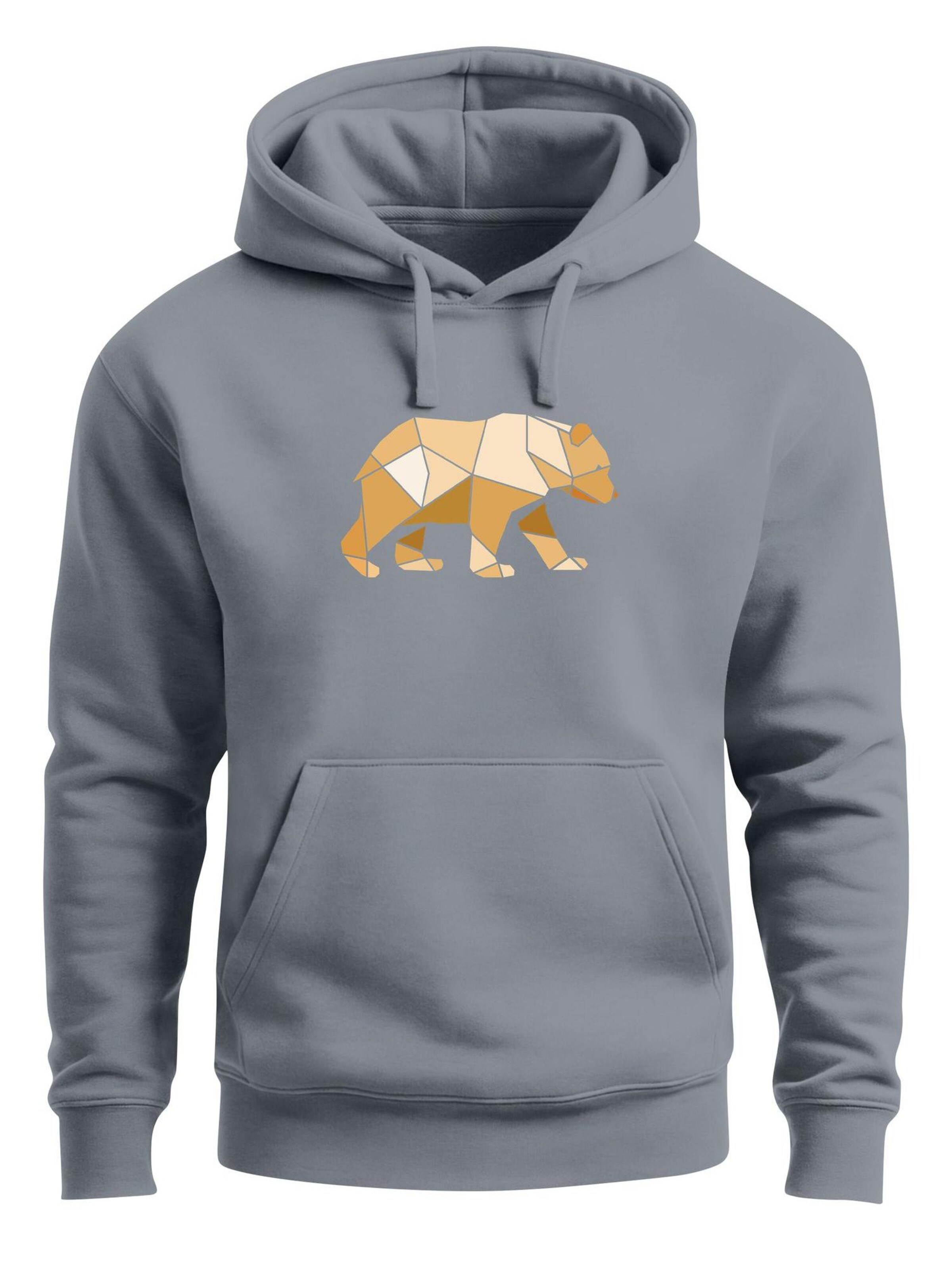 Neverless Sweatshirt 'Bär Polygon' in Grey: front
