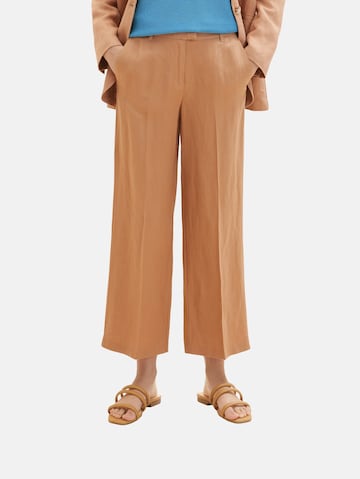 Loosefit Pantalon à plis 'Lea' TOM TAILOR en marron : devant