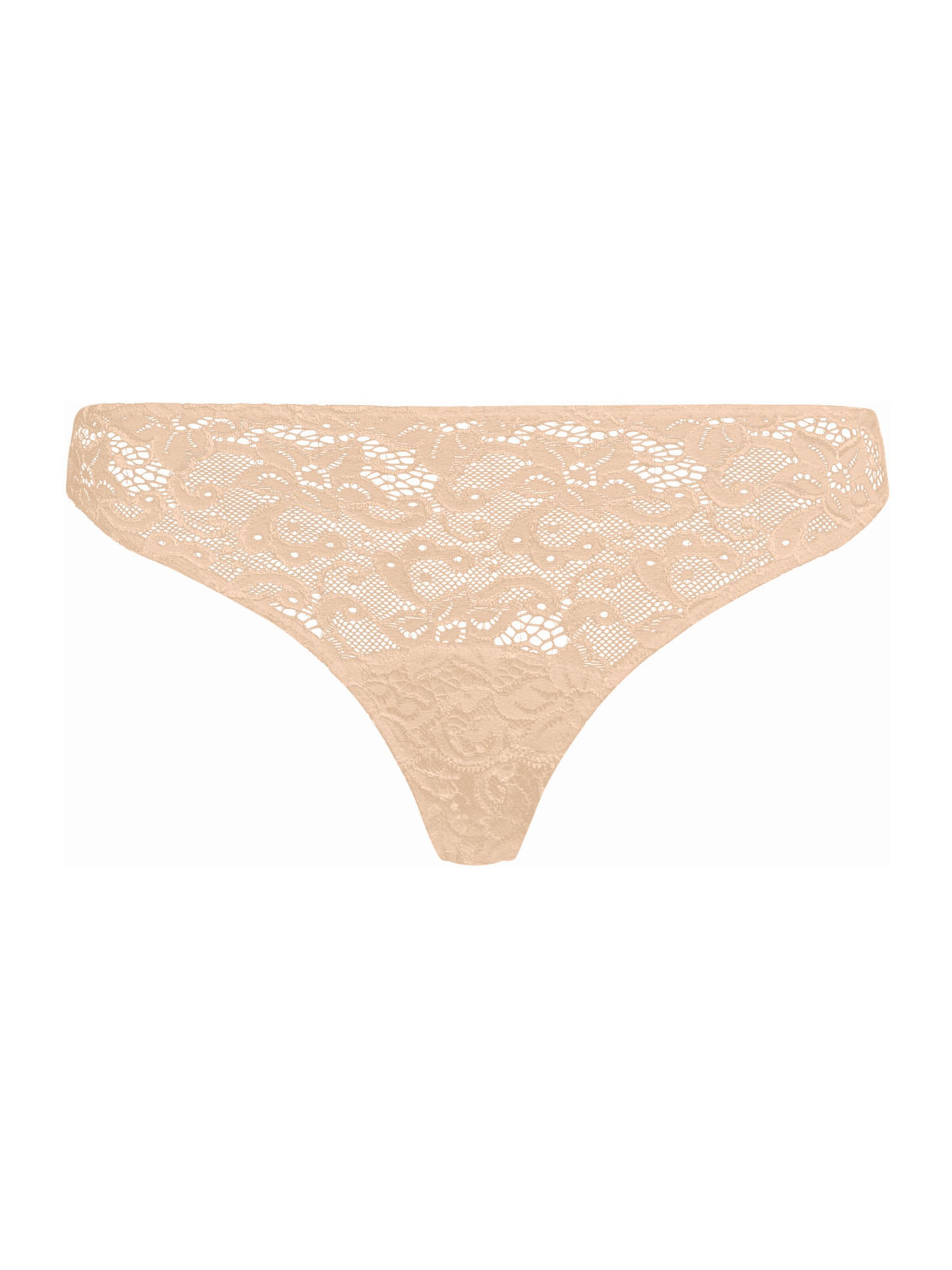 Hanro - Tanga 'French Lace' em bege: frente