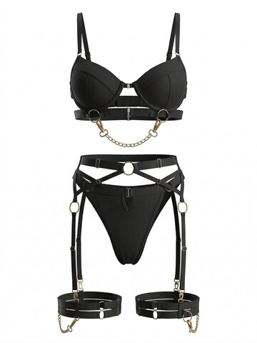 Orchibelle Balconette Wäsche-Sets 'Janelly'‌‌ in Schwarz: Vorderseite