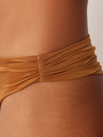 CALZEDONIA Bikini Bottoms 'Shiny Satin' in Brown