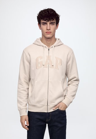 GAP Кофта на молнии в Бежевый: спереди