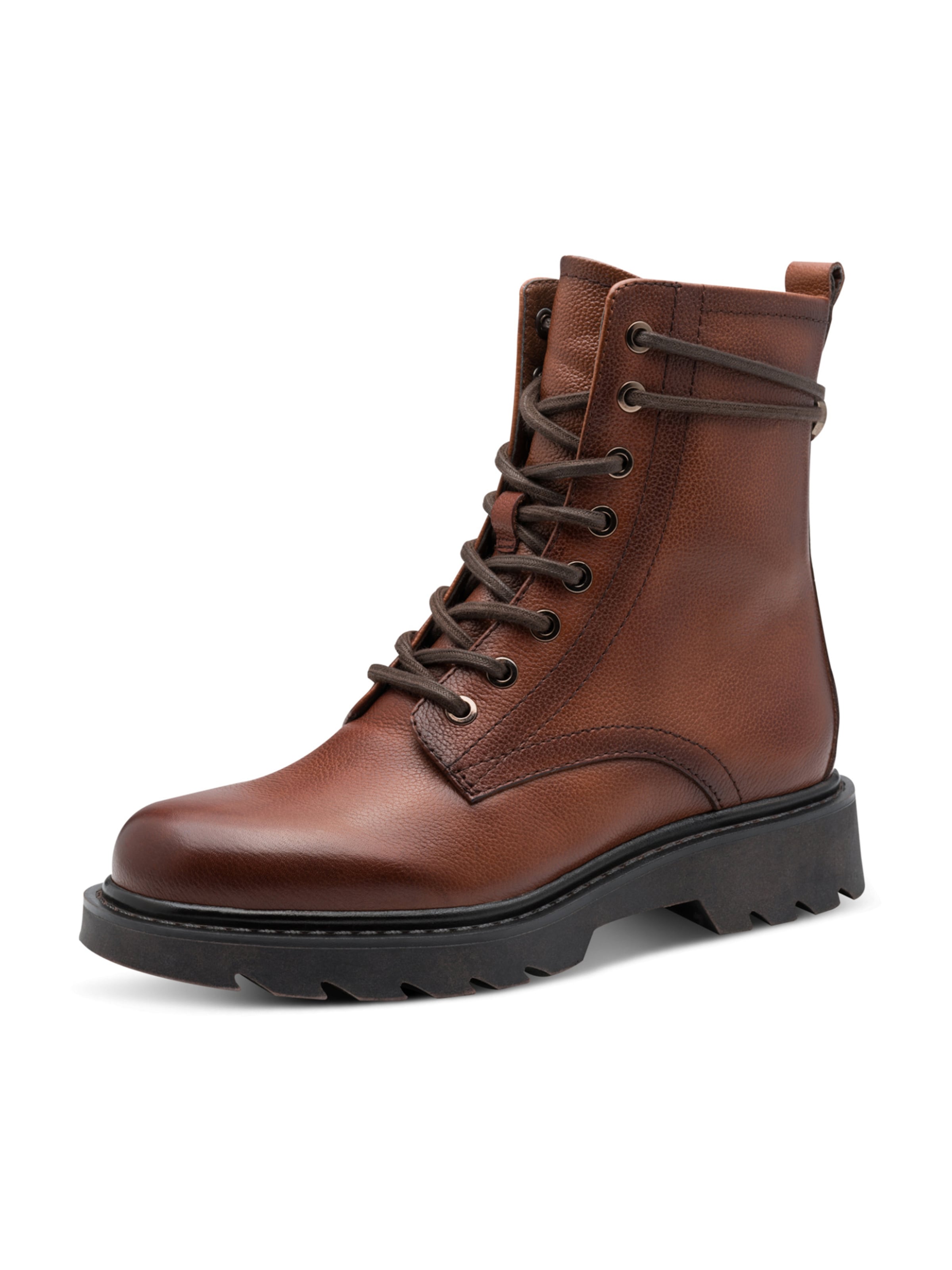 Tamaris Lace-Up Ankle Boots in Brown: front