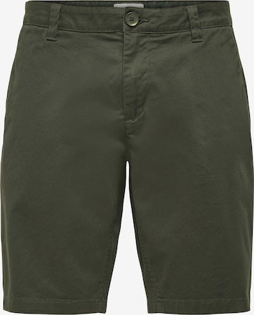 Only & Sons Chino Pants in Green: front