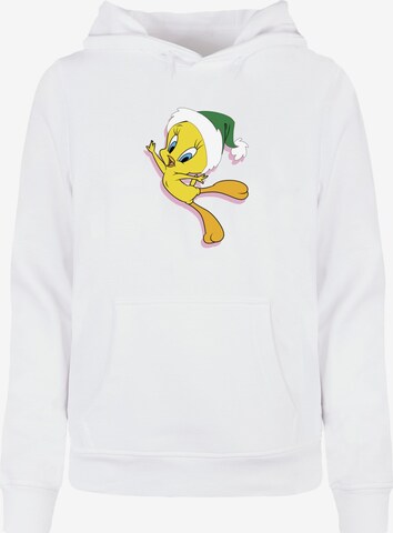 Sweat-shirt 'Looney Tunes - Tweety Christmas Hat' ABSOLUTE CULT en blanc : devant